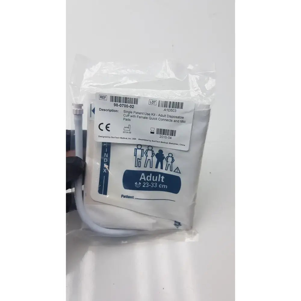 SunTech Medical Single Patient Use Kit Disposable Blood Pressure Cuff 98-0700-02 Blood Pressure Cuff, new product photo 5