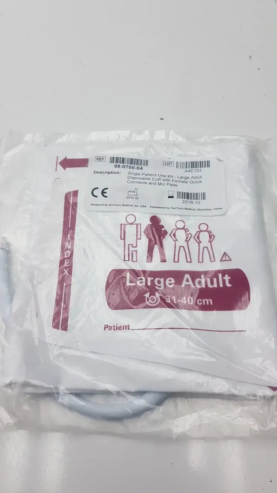 SunTech Medical Single Patient Use Kit Disposable Blood Pressure Cuff 98-0700-04 Blood Pressure Cuff, new product photo 1