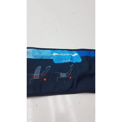 Dark blue fabric suntech orbit abpm cuff size 3 range 32-44 cm with light blue label and arm positioning diagrams
