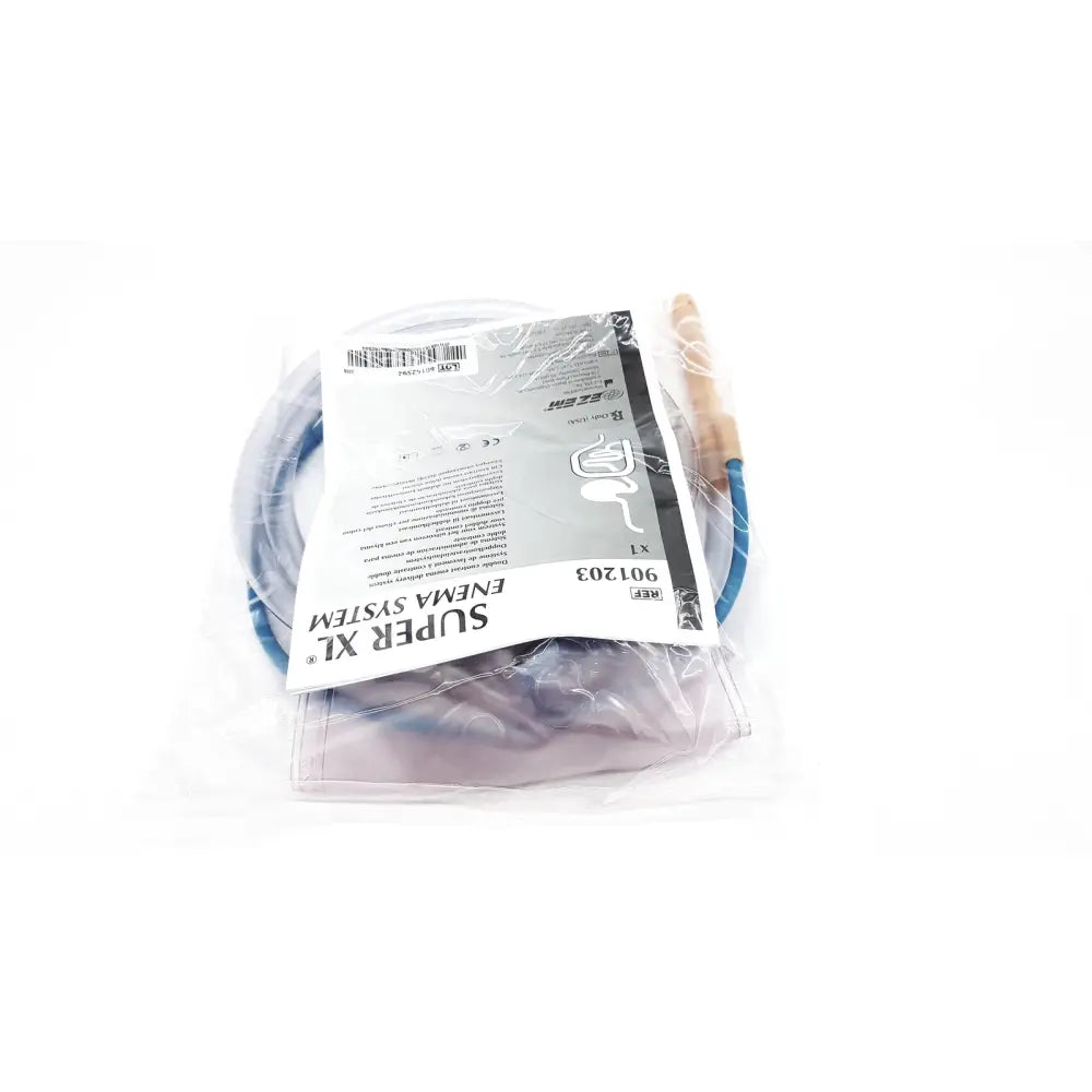 Super xl enama system 901203 with blue and transparent plastic tubing and wooden handle in clear plastic wrap for reuse medical use