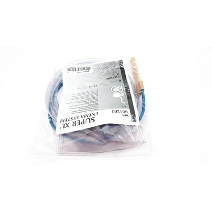 Super xl enama system 901203 with blue and transparent plastic tubing and wooden handle in clear plastic wrap for reuse medical use