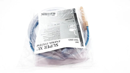 Super xl enama system 901203 with blue and transparent plastic tubing and wooden handle in clear plastic wrap for reuse medical use