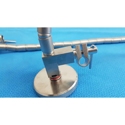 Stainless steel surgical snake flexarm with circular base and articulated arm for endoscope holder in operating room