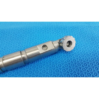 Silver surgical snake flexarm with textured gear-like head and cylindrical metal shaft for endoscope holding in OR procedures lot of 2