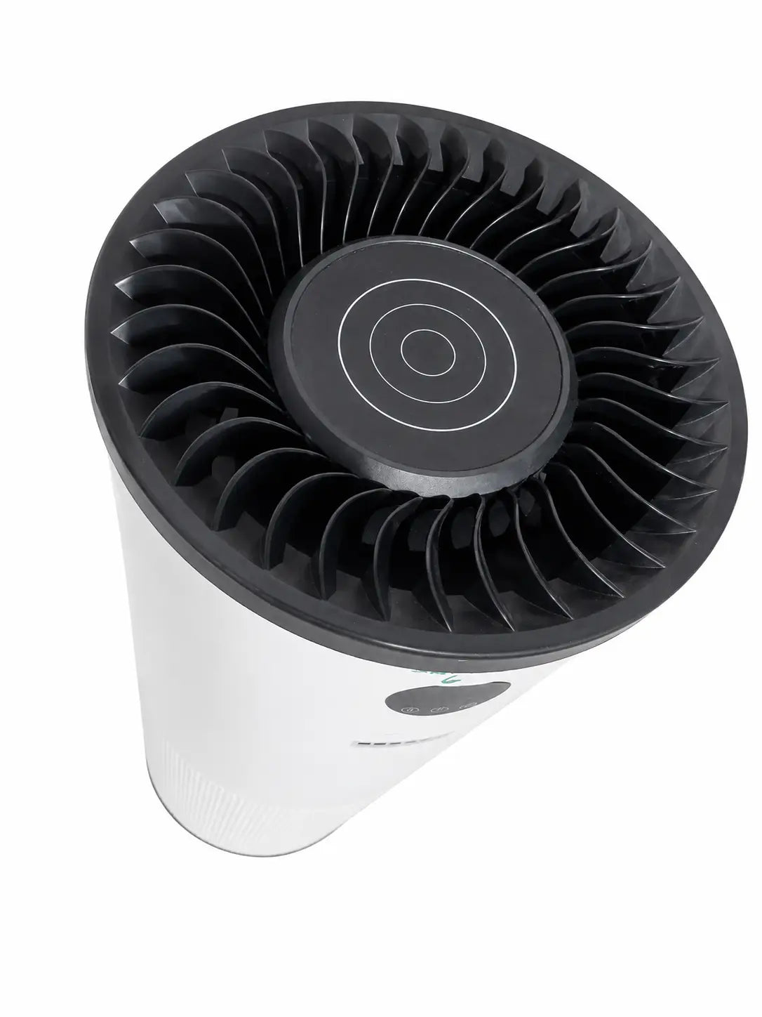 Surgically clean air sca5000c air purifier in black and white with cylindrical design and circular fan grille on top