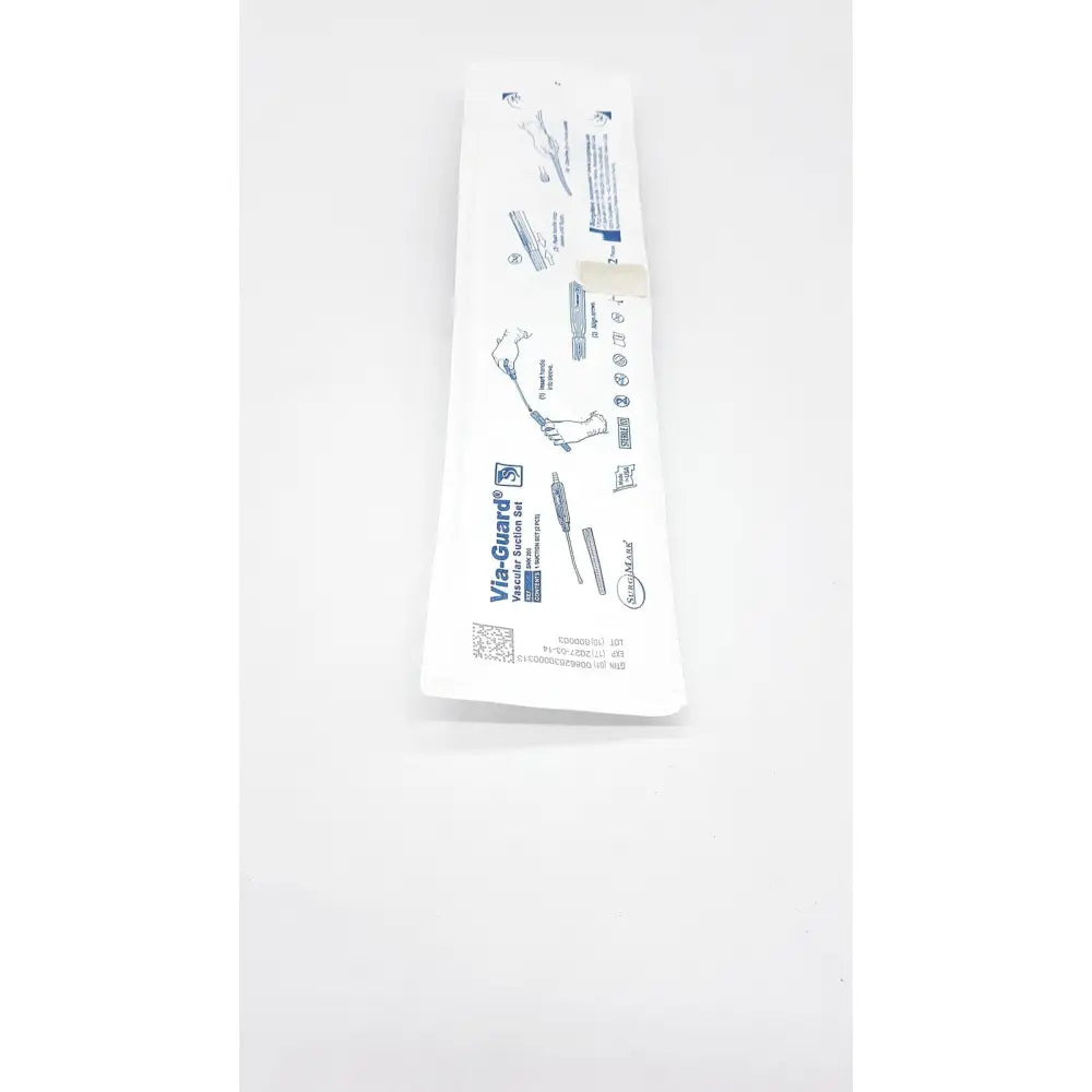 White plastic package containing a via-guard vascular suction set smk by smith & nephew in a box of 10 suction sets