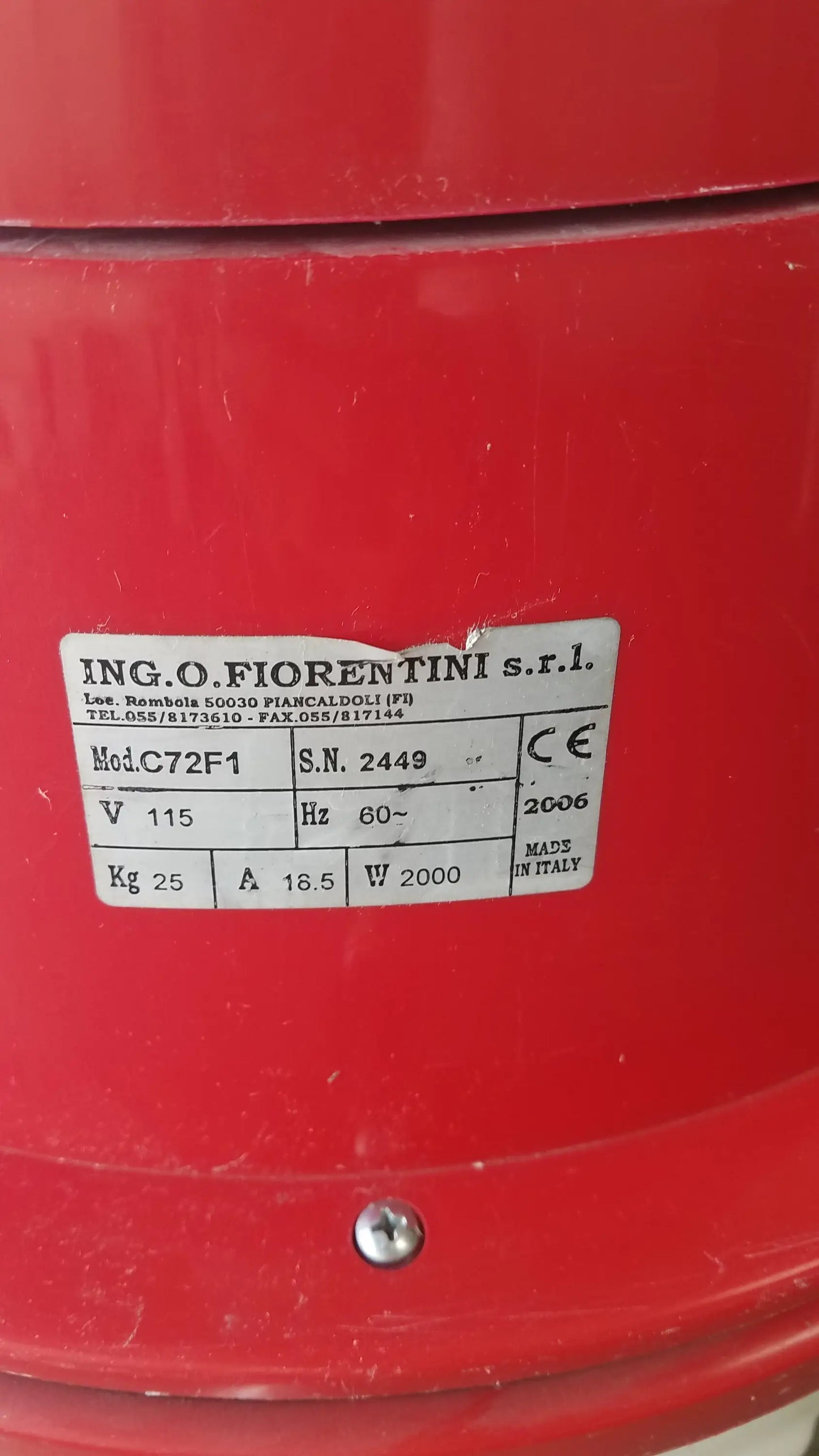 Red cylindrical industrial fan model c72f1 by ing for surtec system c72f1 wet dry vacuum cleaner 115v s n 2449