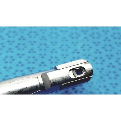 Silver-colored metal pen tip with oval attachment hole on sybronendo 18:1 axxess spring-head handpiece model 815-9016