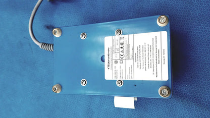 Blue rectangular SybronEndo TCM Endo III dental handpiece with silver screws and coiled gray cable attached