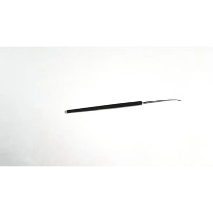 Black-handled dermal skin sharp dental explorer with curved sharp stainless steel tip for precise surgical use