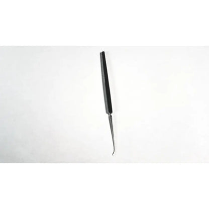Black-handled symmetry 38-1028 dermal skin sharp surgical instrument with slender curved sharp stainless steel tip
