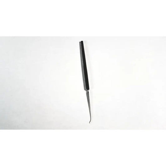 Black-handled symmetry 38-1028 dermal skin sharp surgical instrument with slender curved sharp stainless steel tip