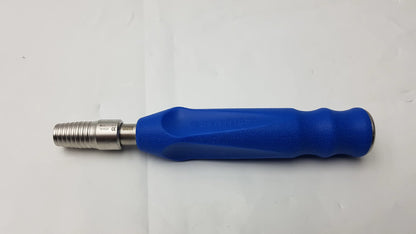 Blue ergonomic Synthes 9916529 orthopedic screwdriver handle with metallic threaded tip for surgical instrument use