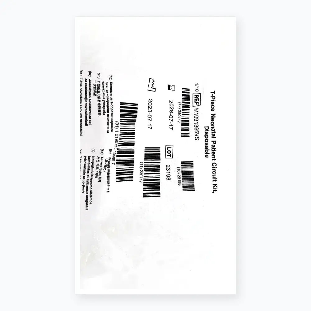 Vyaire Medical T-Piece Neonatal Patient Circut Kit, Disposable Size 1 Mask M1091365VS Patient Circuit Kit, new product photo 5