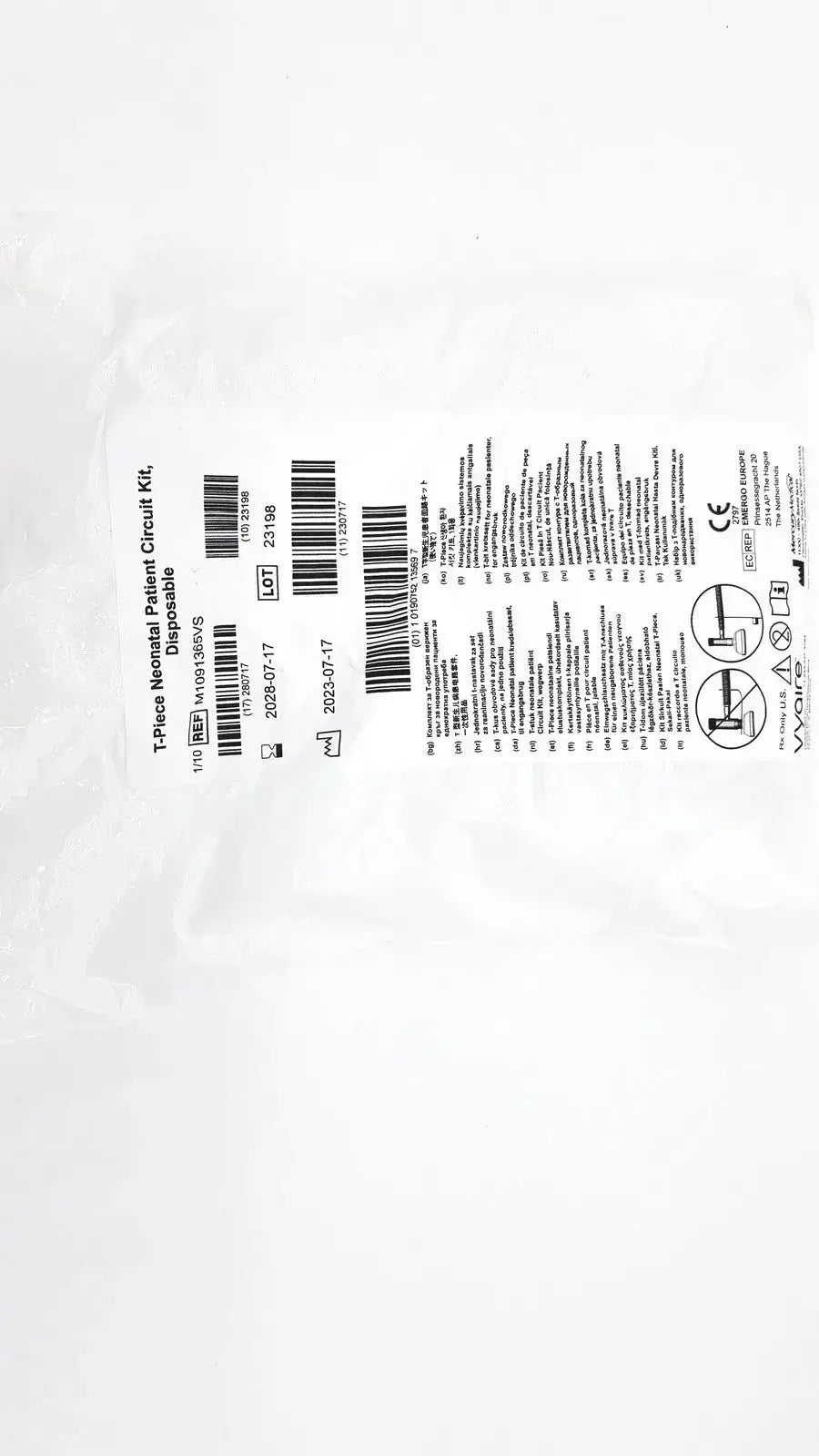 Vyaire Medical T-Piece Neonatal Patient Circut Kit, Disposable Size 1 Mask M1091365VS Patient Circuit Kit, new product photo 3