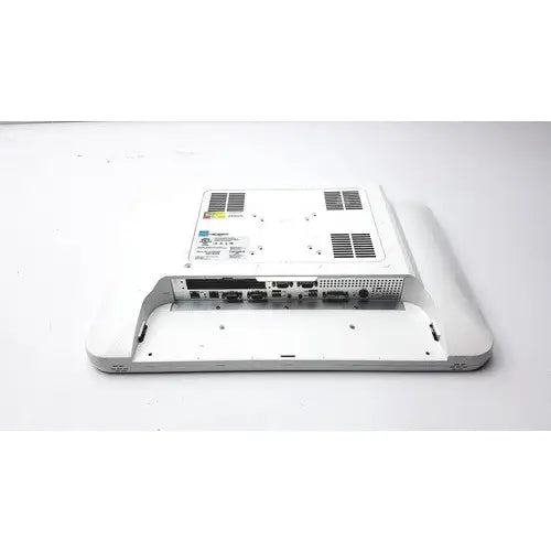 White plastic back of tangent medical panel pc model c22 with multiple ports and ventilation grilles