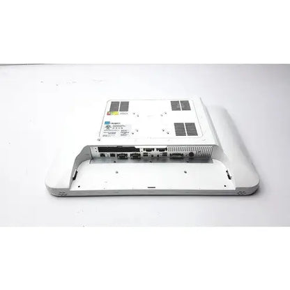 White plastic back of tangent medical panel pc model c22 with multiple ports and ventilation grilles