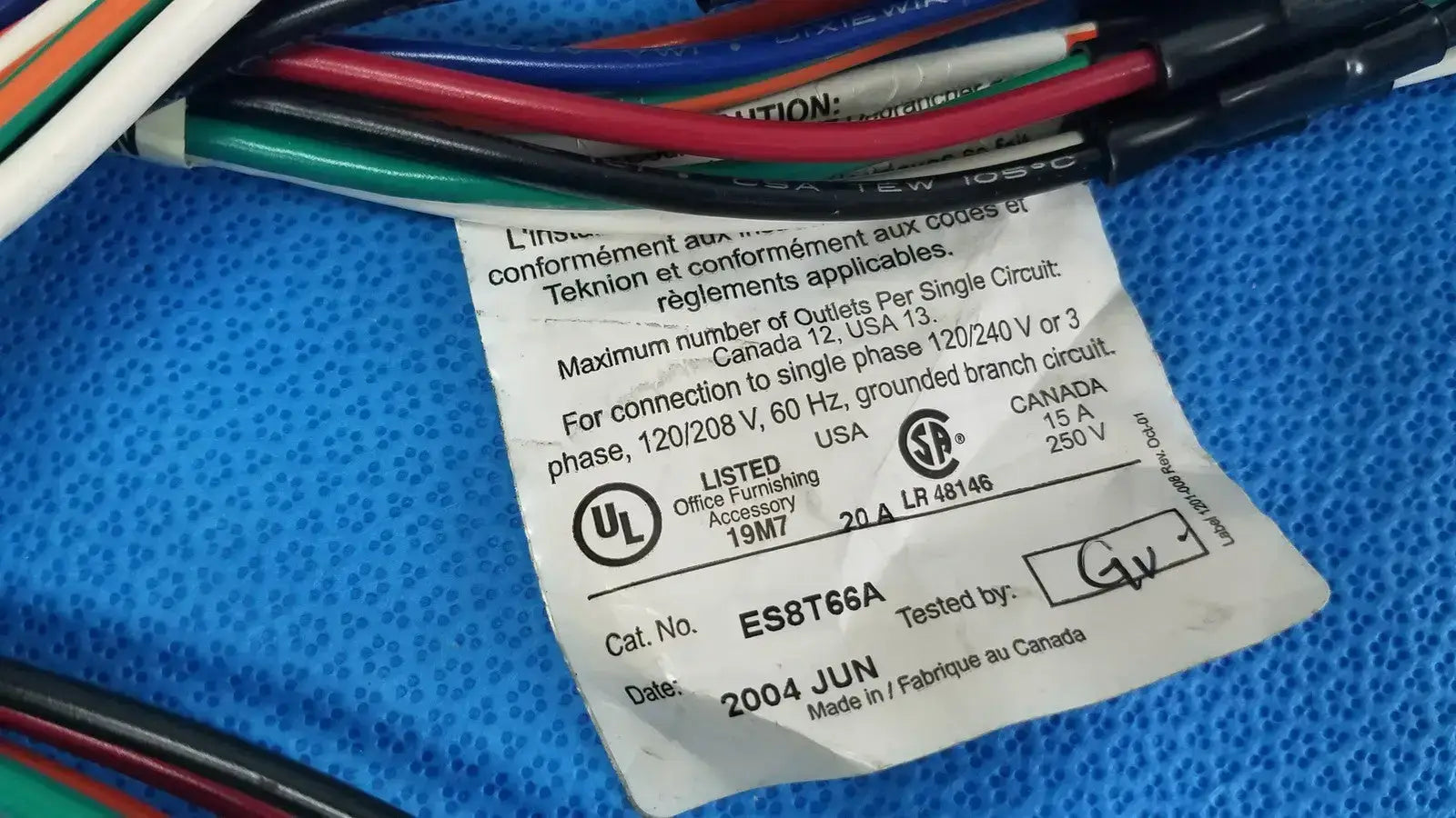 Teknion ES8T66A 8-Wire Circuit Power Harness Office Cubicle Wiring Wiring Harness, second-hand product photo 7