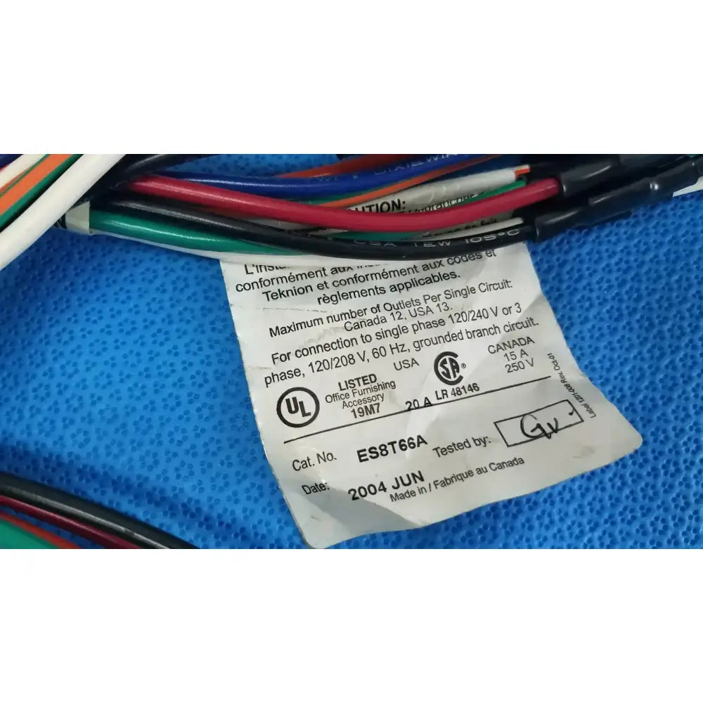 Teknion ES8T66A 8-Wire Circuit Power Harness Office Cubicle Wiring Wiring Harness, second-hand product photo 7