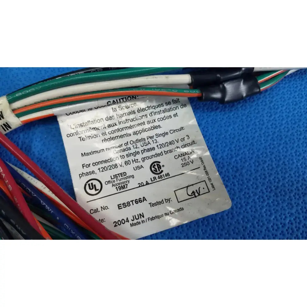 Teknion ES8T66A 8-Wire Circuit Power Harness Office Cubicle Wiring Wiring Harness, second-hand product photo 9