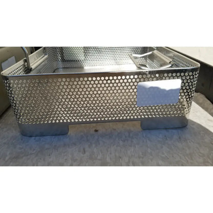 Stainless steel perforated basket with rounded corners for case genesis sterilization container genesis sterilization