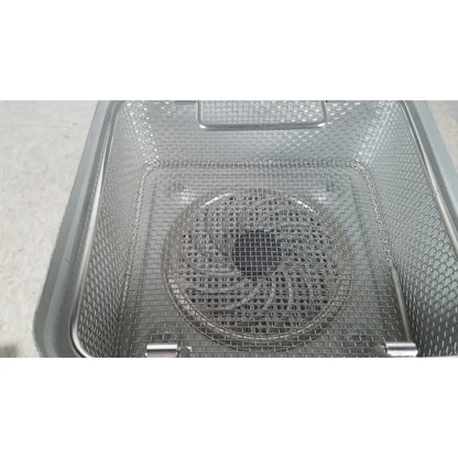 Silver mesh deep fryer basket with circular heating element for the case genuis serial no 9354 patent pending