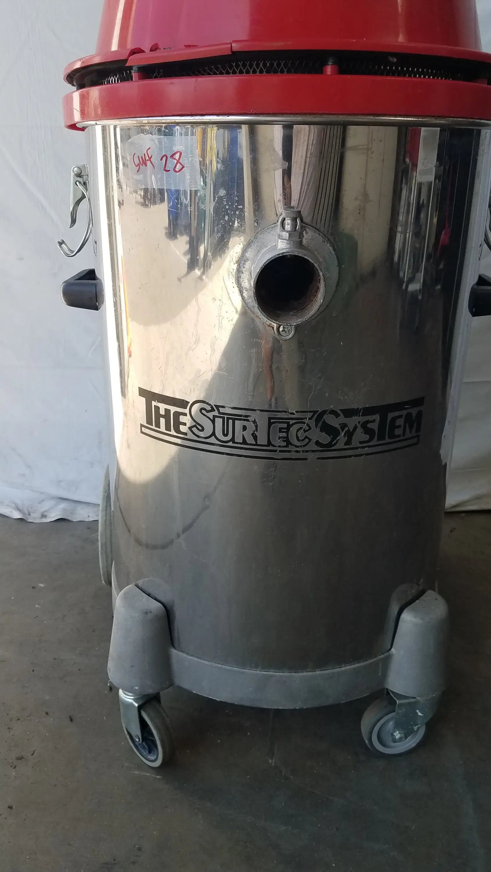 Red and stainless steel surtec system f46f industrial heavy duty wet dry drum vacuum cleaner for wet dry use