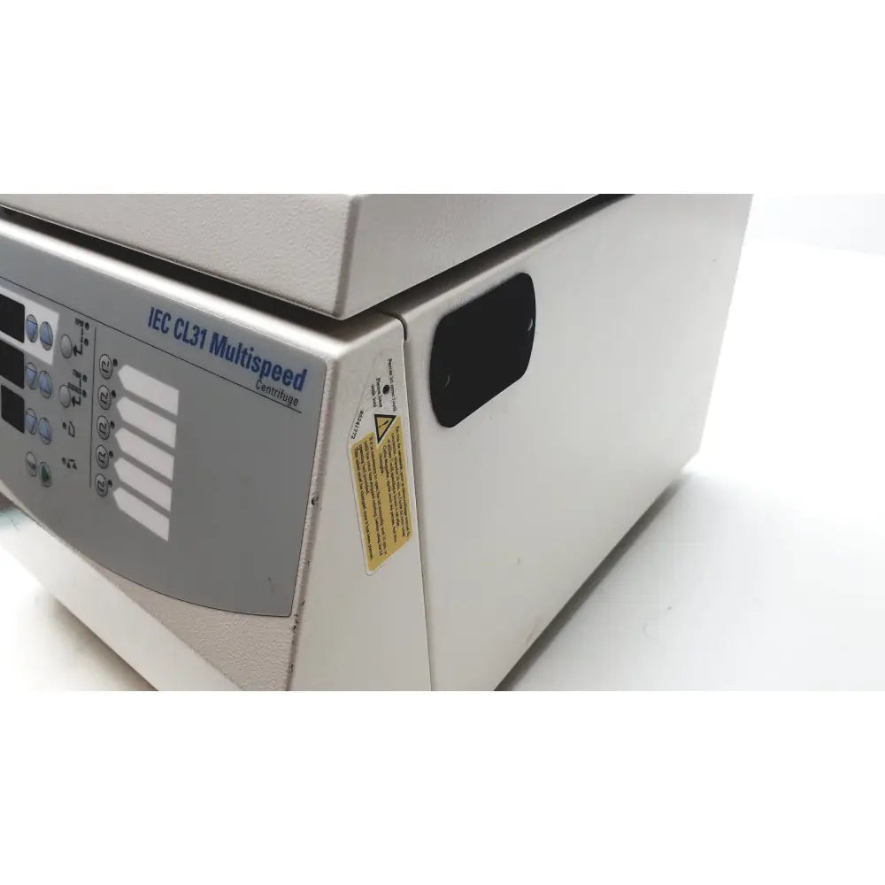 White Thermo Electron IEC CL31 multispeed centrifuge with gray control panel featuring buttons and labels tested and working