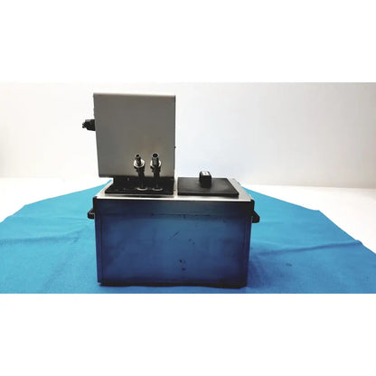Industrial-grade blue thermo haake dc3 heating circulator bath control unit with silver metal housing and brass fittings