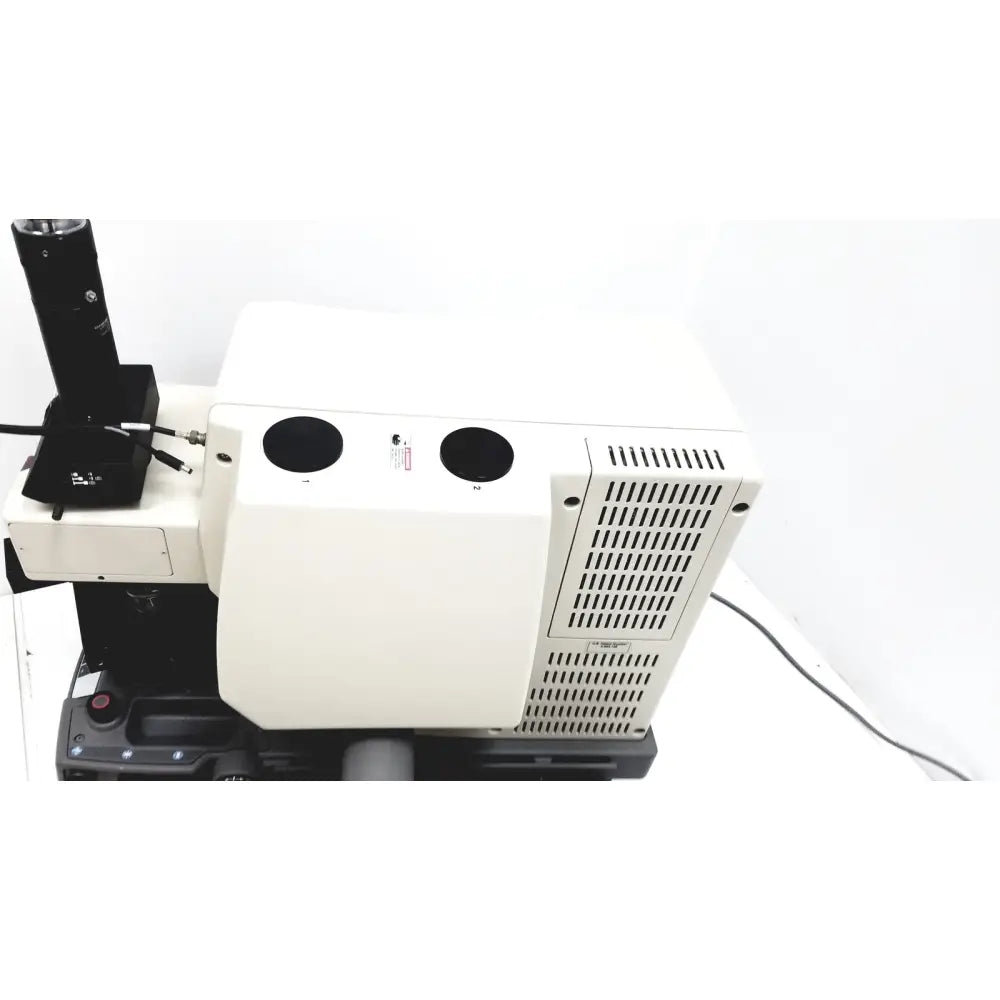 White thermo nicolet continuum infrared microscope with black optical components and ventilation grilles for laboratory use