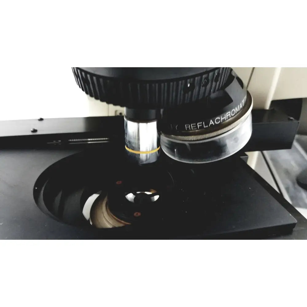 Black microscope objective lens with silver metallic ring engraved reflachromat for thermo nicolet continuum infrared microscope