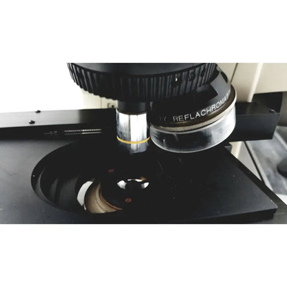 Black microscope objective lens with silver metallic ring engraved reflachromat for thermo nicolet continuum infrared microscope