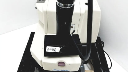 White and black thermo nicolet continuum infrared microscope with labeled stage plate for precise sample analysis