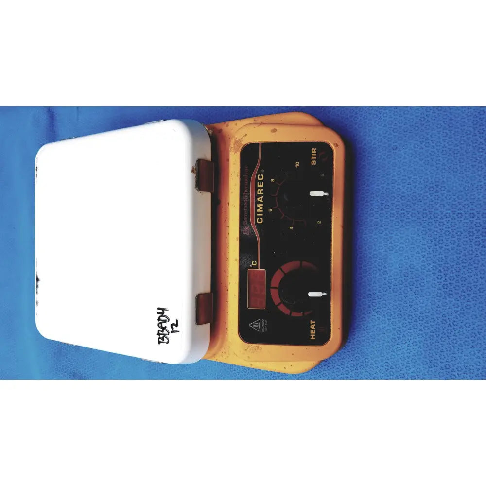 Thermo scientific cimarec digital hot plate stirrer 7x7 in orange and white with control panel for heat and stir functions