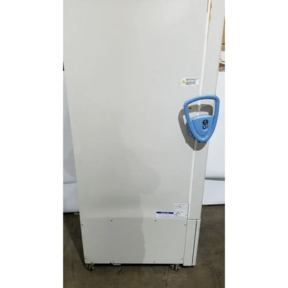 White thermo scientific forma ultra-low temperature freezer with blue handle and lock for laboratory use