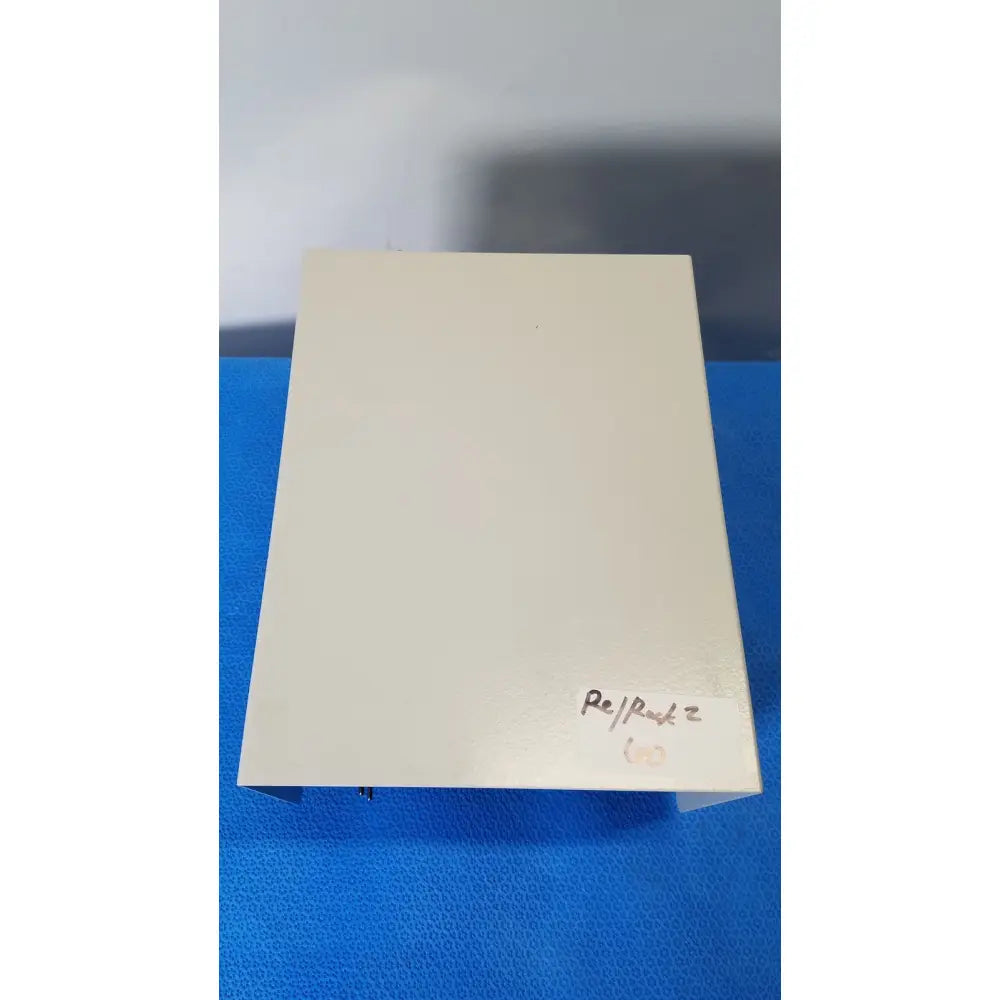 Beige rectangular metal thermo scientific gas guard model 3050 with handwritten re max 2 and 109 on lower right corner