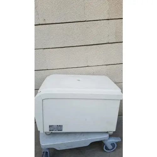 White plastic medical printer with hinged lid and four caster wheels for thermo scientific heraeus megafuge centrifuge
