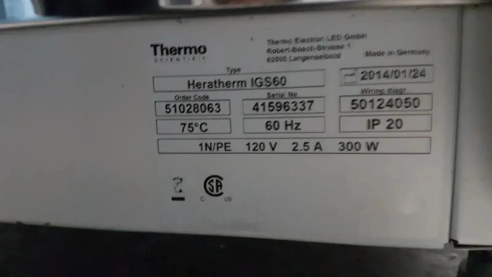 Thermo Scientific Heratherm IGS60 Incubator Incubator, as-is (for parts) product photo 11