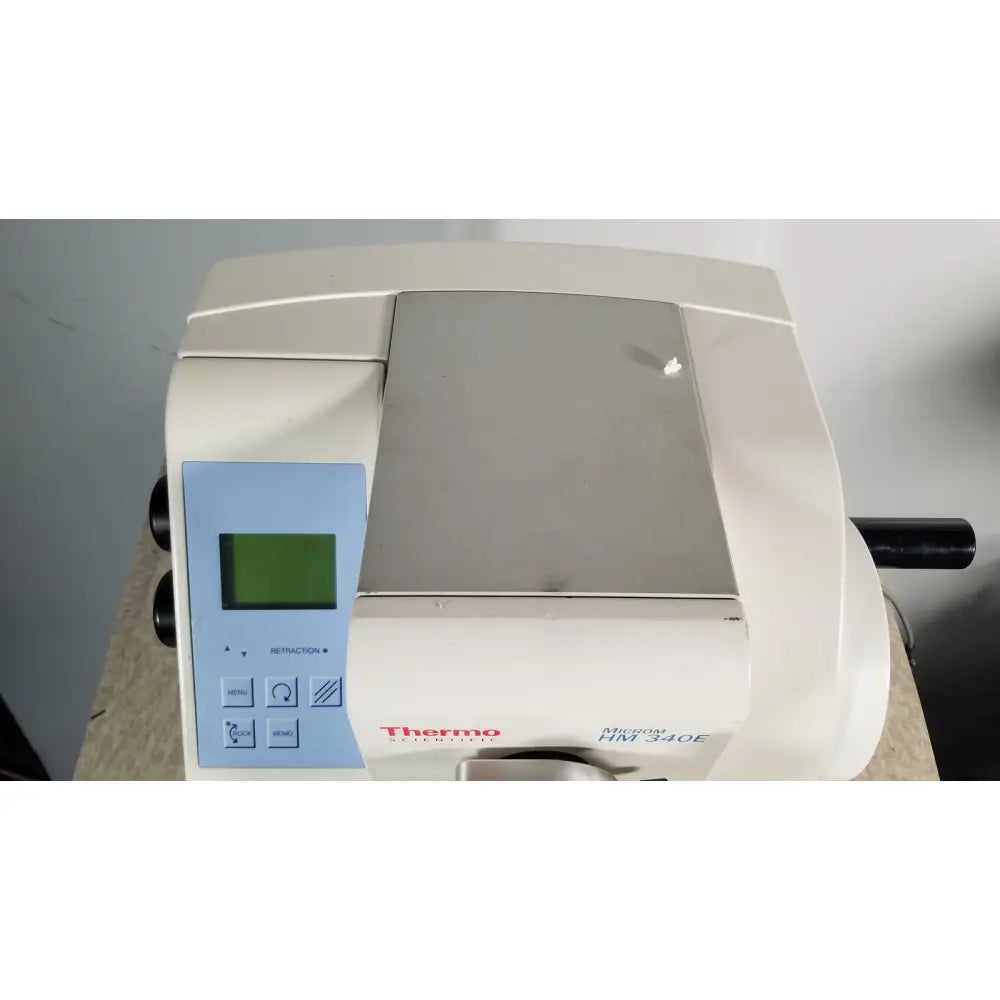 White and gray thermo scientific microm hm 340e laboratory instrument with digital display panel serial no 45258