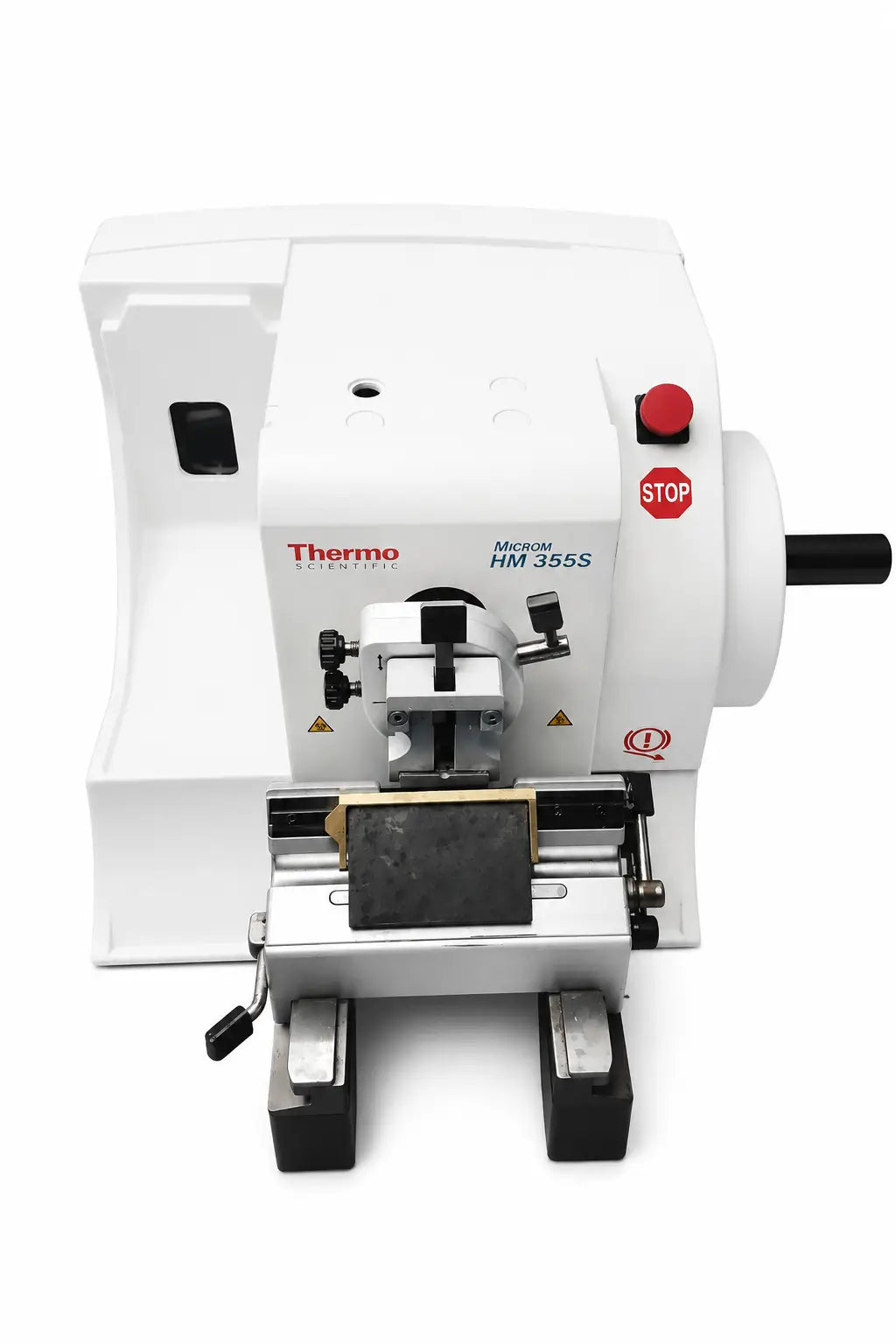 White thermo scientific microm hm 355s rotary microtome with black and metallic components for precision cutting