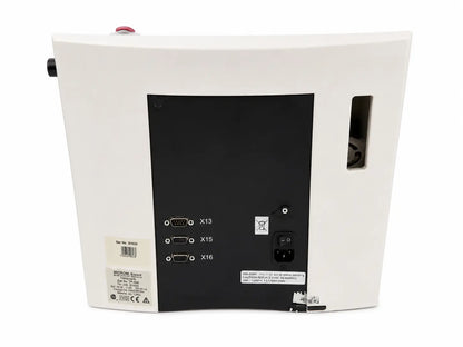 White rectangular rotary microtome thermo scientific microm hm 355s with black panel featuring three labeled ports and power switch