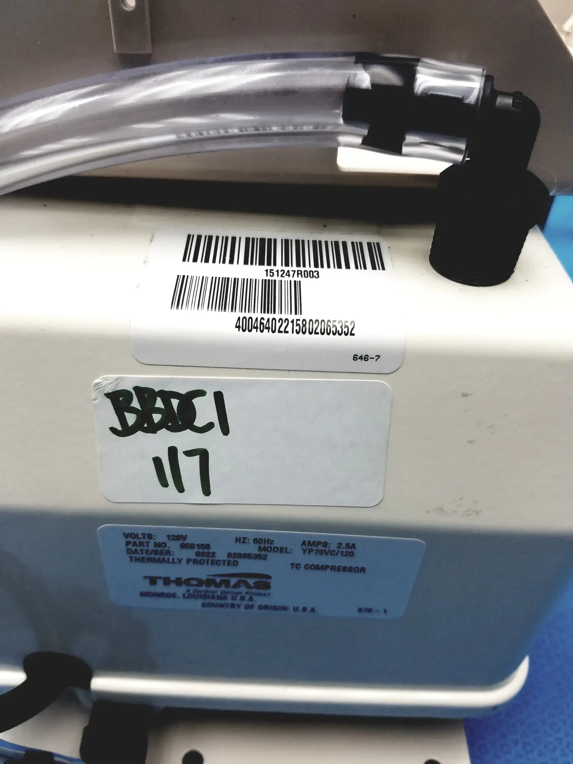 Thomas YP70VC/120 Oil-less Linear Diaphragm Compressor Oil-less Linear Diaphragm Compressor, second-hand product photo 16