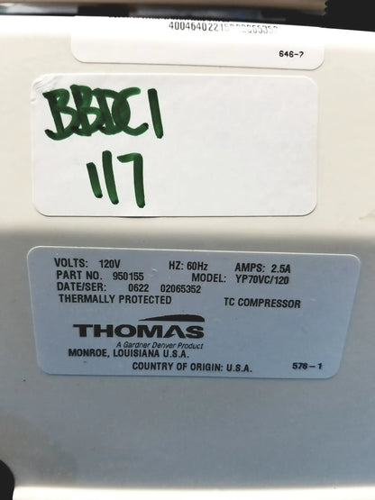 Thomas YP70VC/120 Oil-less Linear Diaphragm Compressor Oil-less Linear Diaphragm Compressor, second-hand product photo 15
