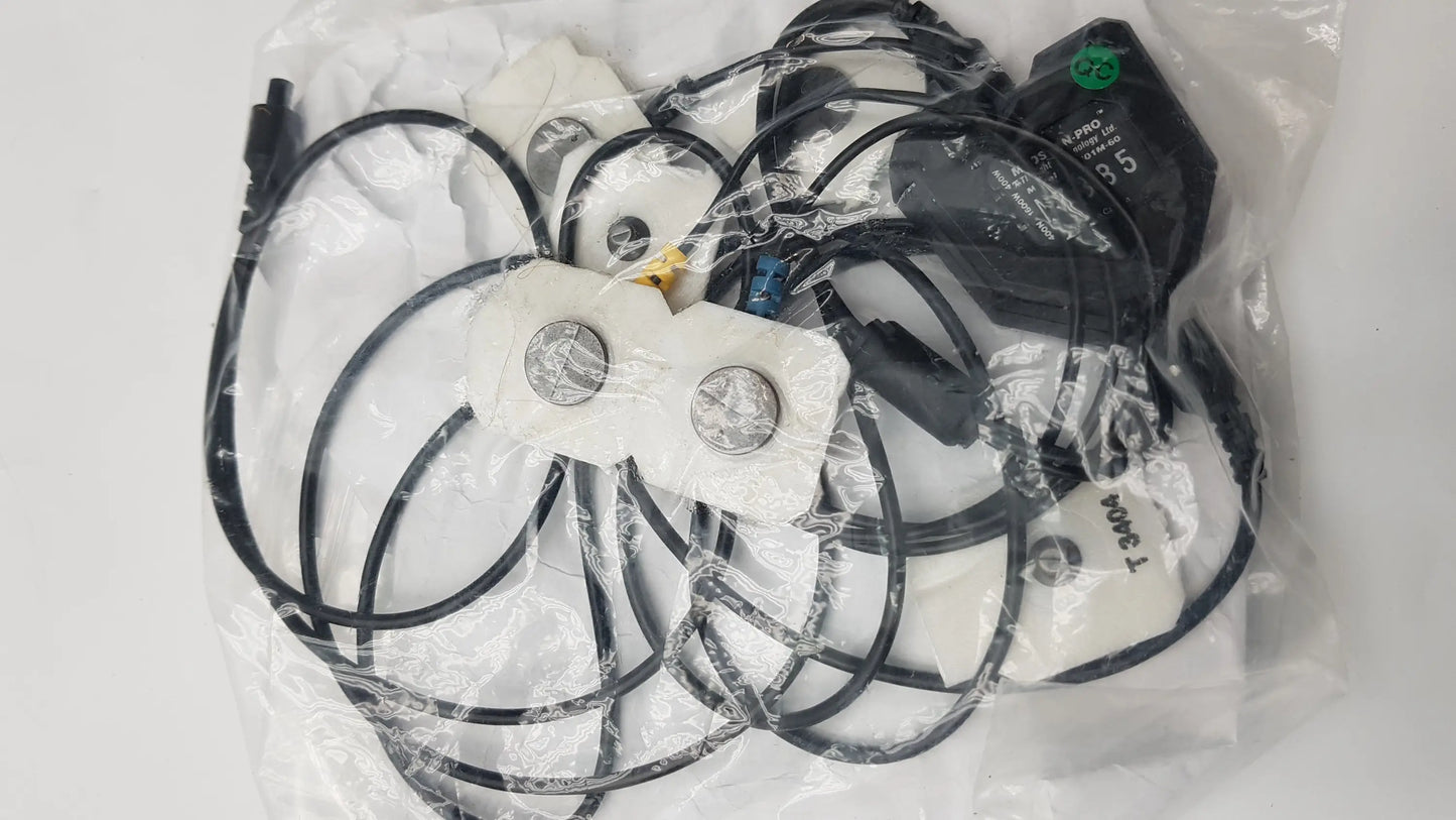 Black and white ecg lead sets with adhesive pads and black connector for thought technology sa7500 physiological data acquisition