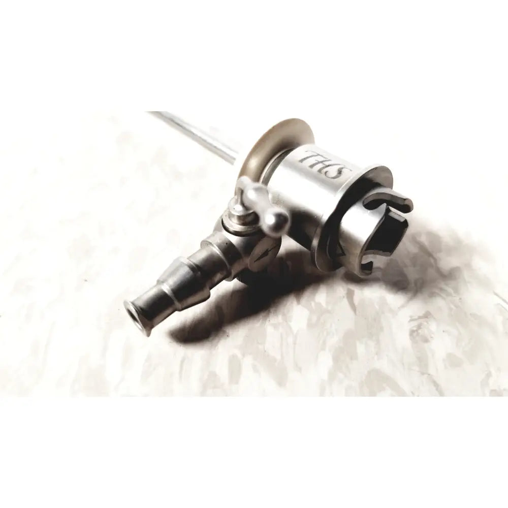Silver metallic ths arthroscopy sheath with cylindrical body engraved ths and multiple mechanical joints for 5mm use