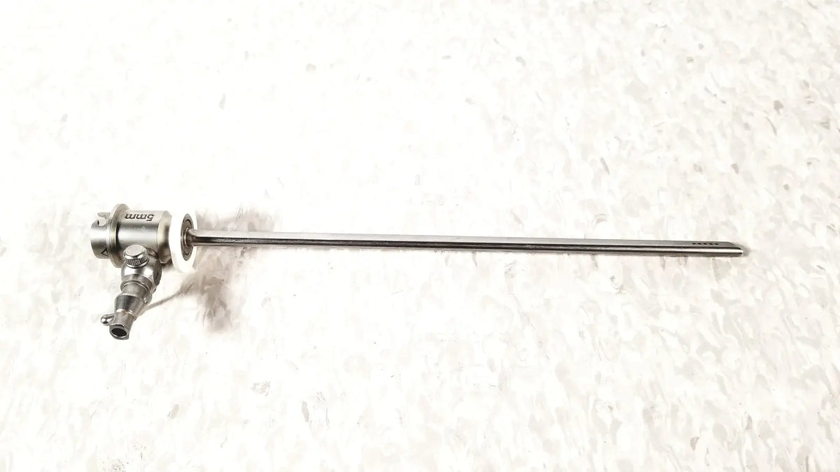 Silver metallic ths arthroscopy sheath with slender shaft and complex control head for 5mm arthroscopy use