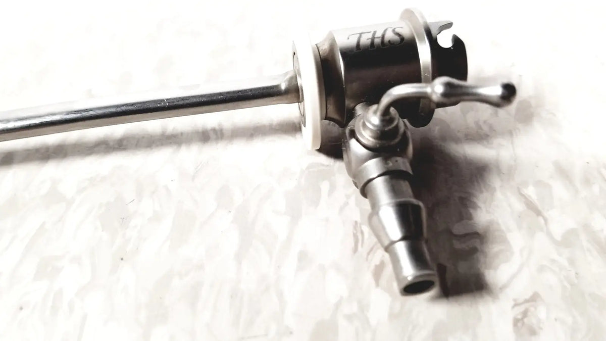 Stainless steel ths arthroscopy sheath with curved handle and engraved ths marking for 5mm arthroscopy use