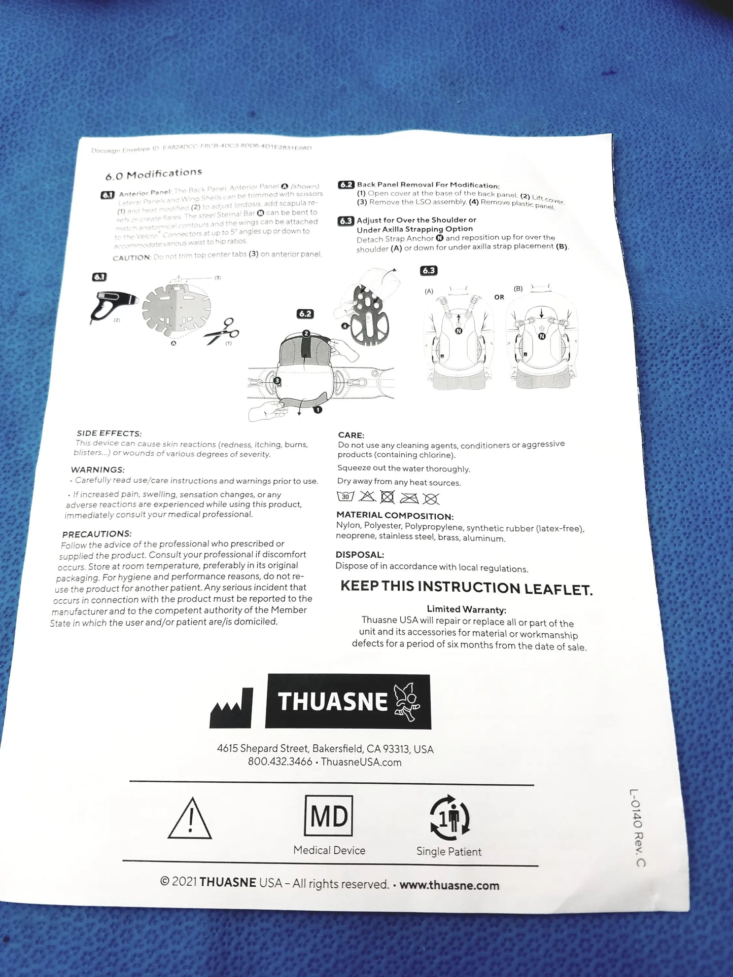 Thuasne SLEEQ Max TLSO Spinal System Back Brace TLSO Spinal System Back Brace, second-hand product photo 13