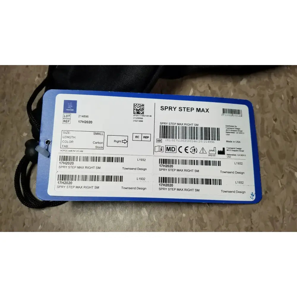 Thuasne SpryStep Carbon Fiber AFO Orthotic Right Foot Drop Brace, Small Ankle-Foot Orthosis (AFO), second-hand product photo 4