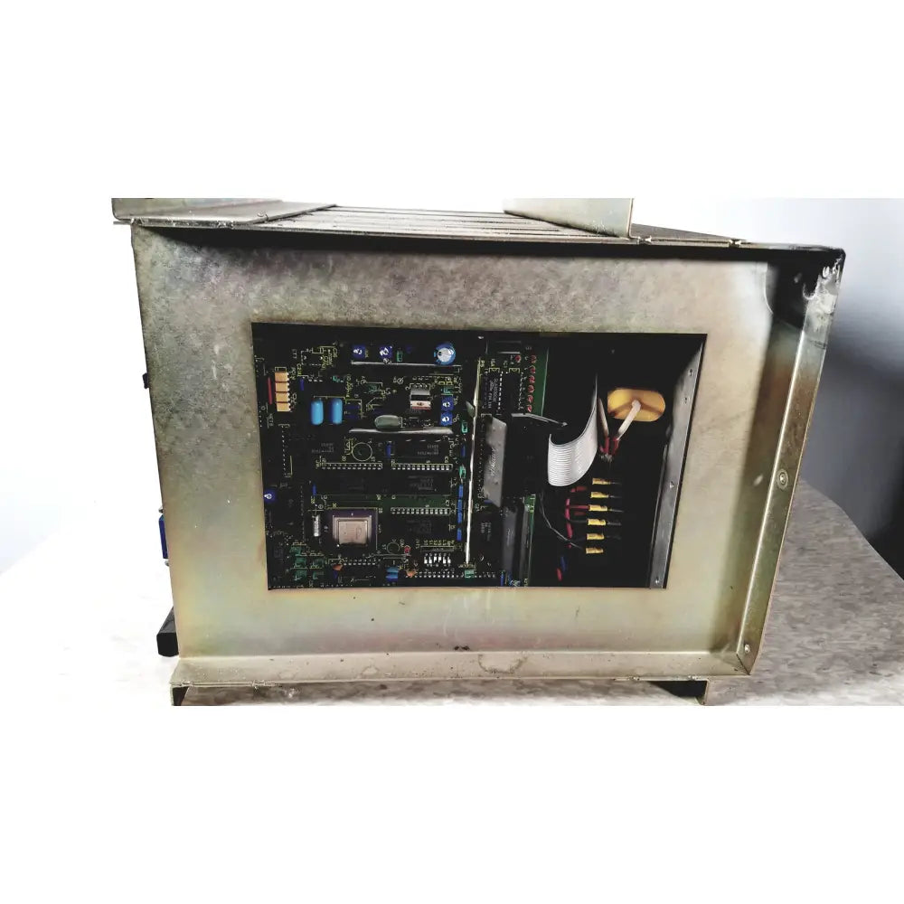 Metallic gray toshiba ra power rad92-1008 industrial control panel showing internal circuit board of power supply